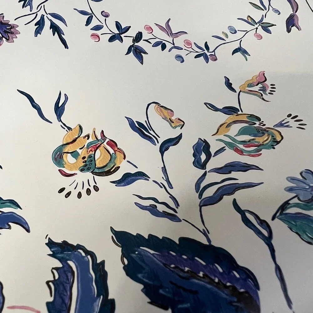 2 x Vintage Waverly Wallpaper Pre-Pasted Floral 557101 Retired Boho Cream Blue R